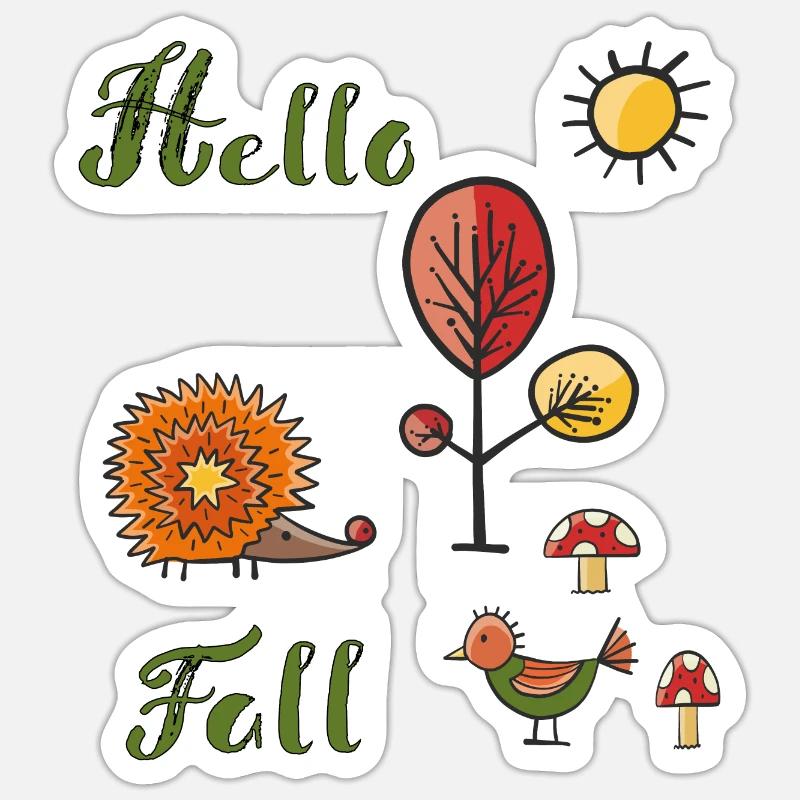 Bonjour Fall - Sticker taille S (10 x 10 cm) - blanc mat