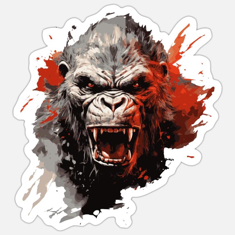 Ape Head - Sticker Größe S (10 x 10 cm) - Mattweiß