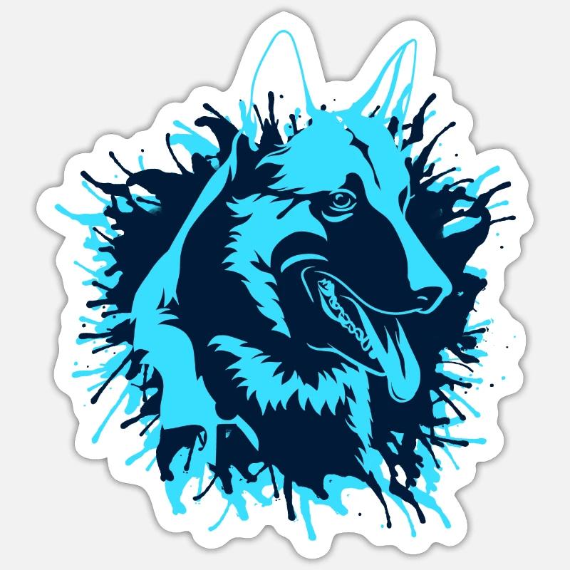 DEUTSCHER SCHÄFERHUND - GERMAN SHEPHERD - Sticker Größe S (10 x 10 cm) - Mattweiß