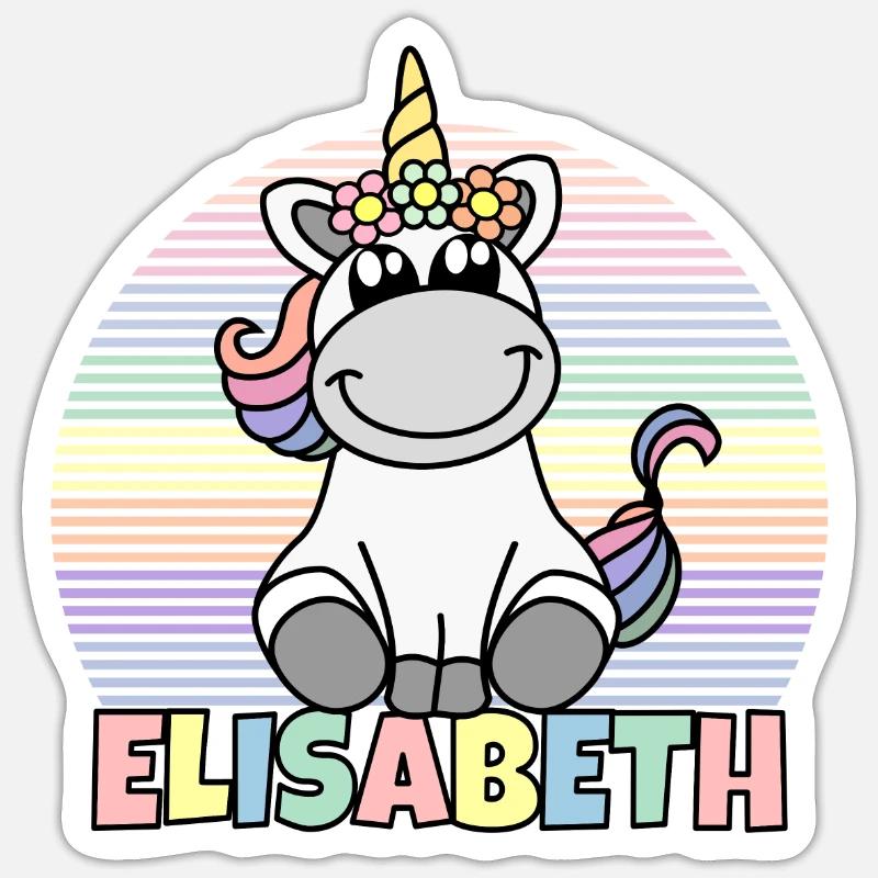 Elisabeth Einhorn Name - Sticker size S (10 x 10 cm) - white matte