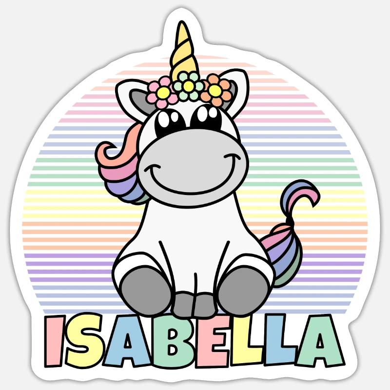 Isabella Einhorn Name - Sticker Größe S (10 x 10 cm) - Mattweiß