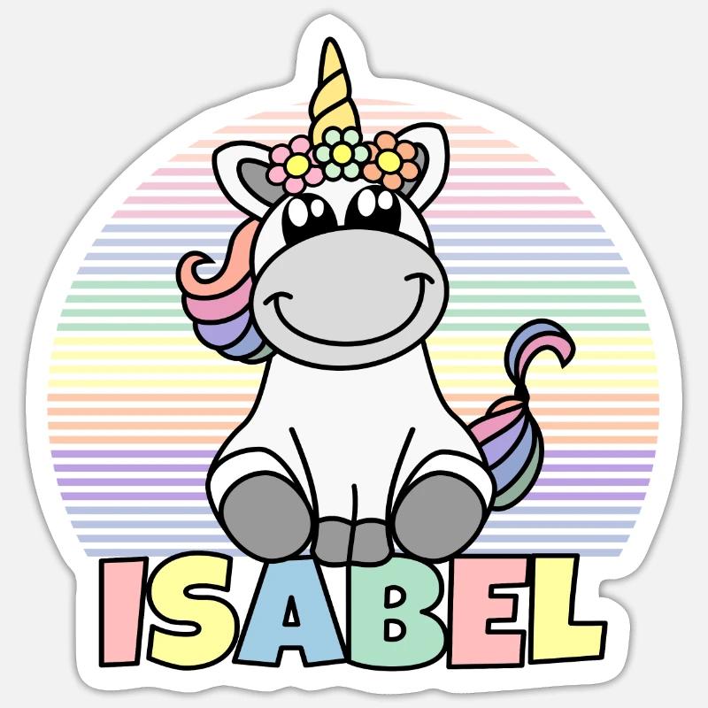 Isabel Einhorn Name - Sticker Größe S (10 x 10 cm) - Mattweiß