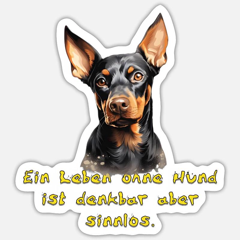 Dobermann Pinscher - Sticker Größe S (10 x 10 cm) - Mattweiß
