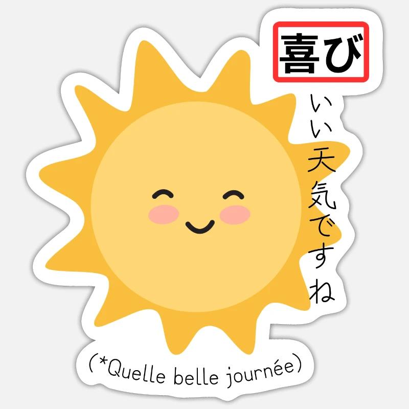 Soleil JOIE 喜び - Sticker taille S (10 x 10 cm) - blanc mat