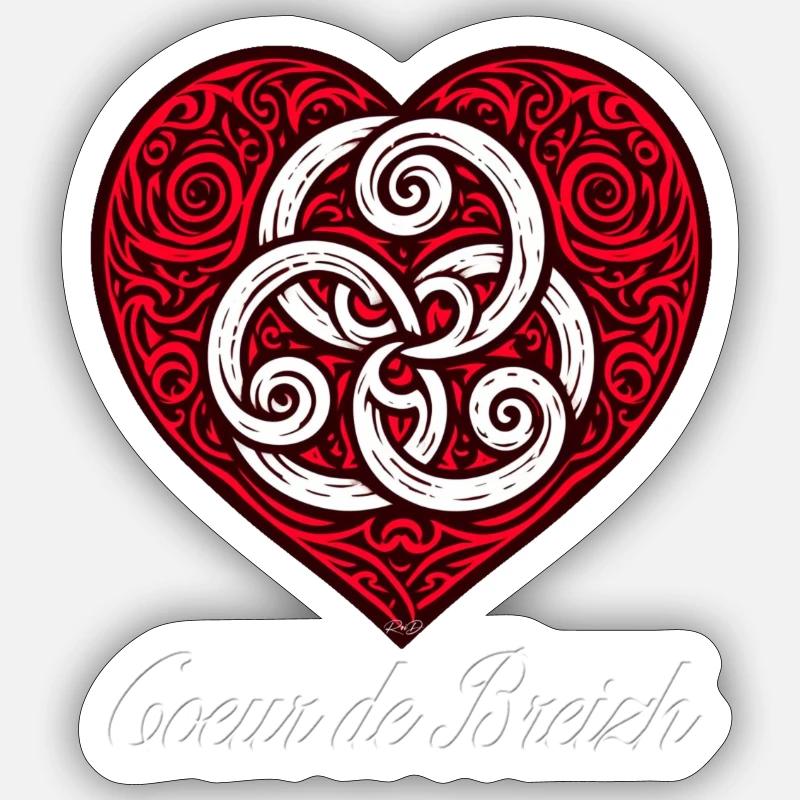 Coeur de Breizh celtique - Sticker taille S (10 x 10 cm) - blanc mat