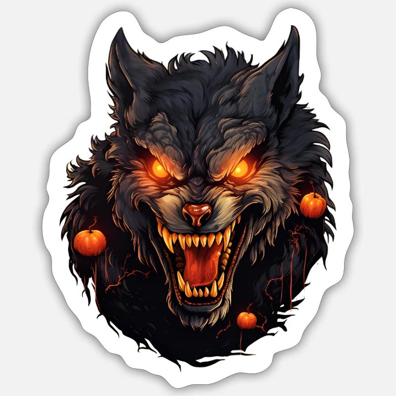 Werwolf mit Halloween - Sticker Größe S (10 x 10 cm) - Mattweiß