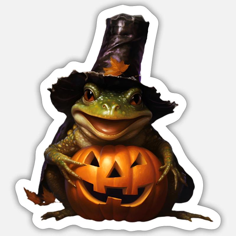 Grenouille d’Halloween - Sticker taille S (10 x 10 cm) - blanc mat