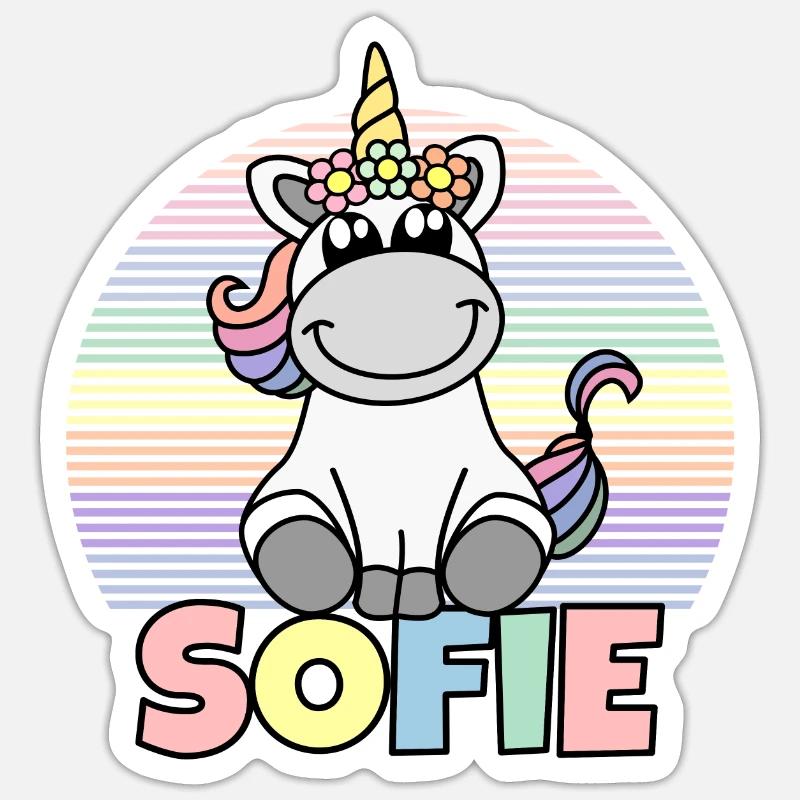 Sofie Einhorn Name - Sticker Größe S (10 x 10 cm) - Mattweiß