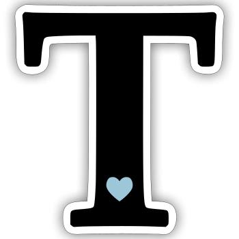 Letter T Initial Letter - Sticker size S (10 x 10 cm) - white matte - Front