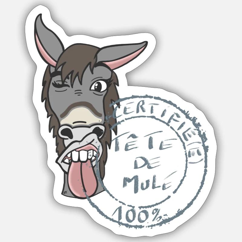 Maultierkopf - Sticker Größe S (10 x 10 cm) - Mattweiß