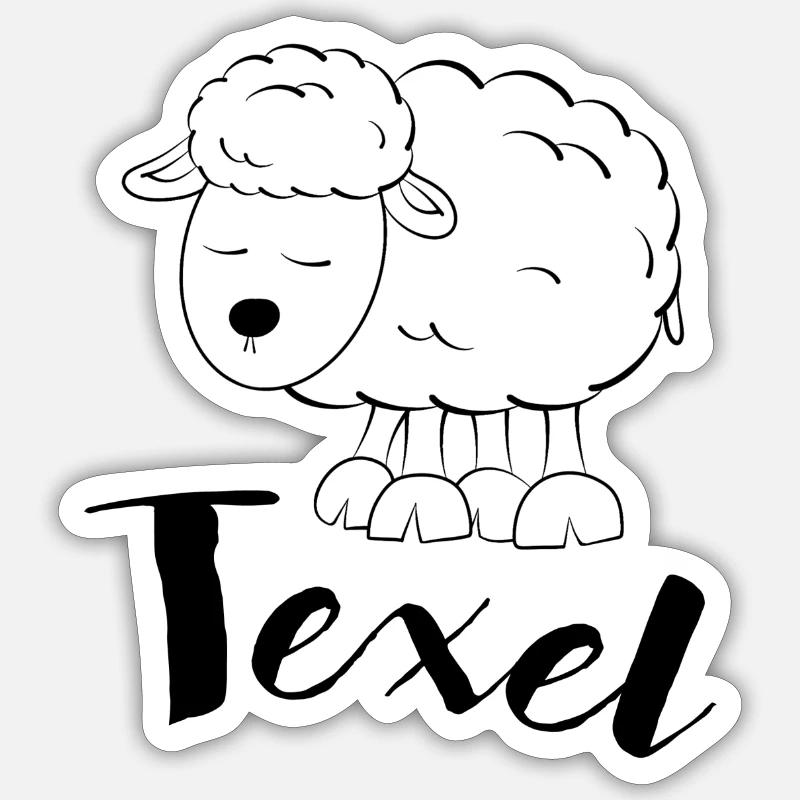 Texel Sheep - Sticker size S (10 x 10 cm) - white matte