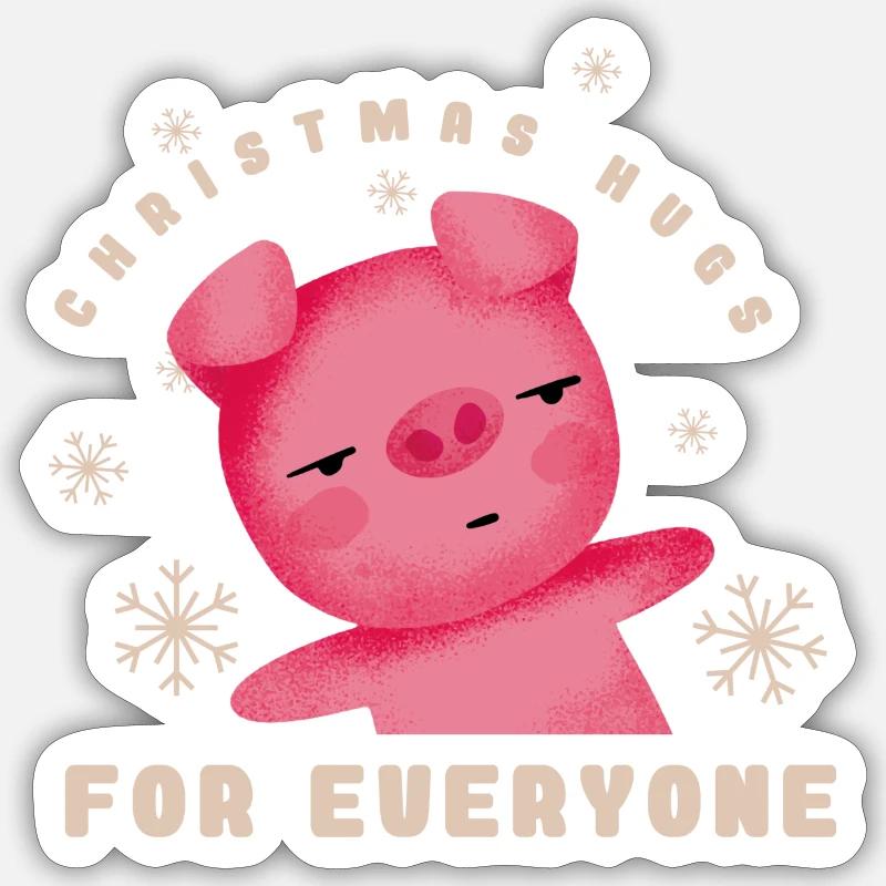 Weihnachts Ferkel 2023 hell - Sticker Größe S (10 x 10 cm) - Mattweiß
