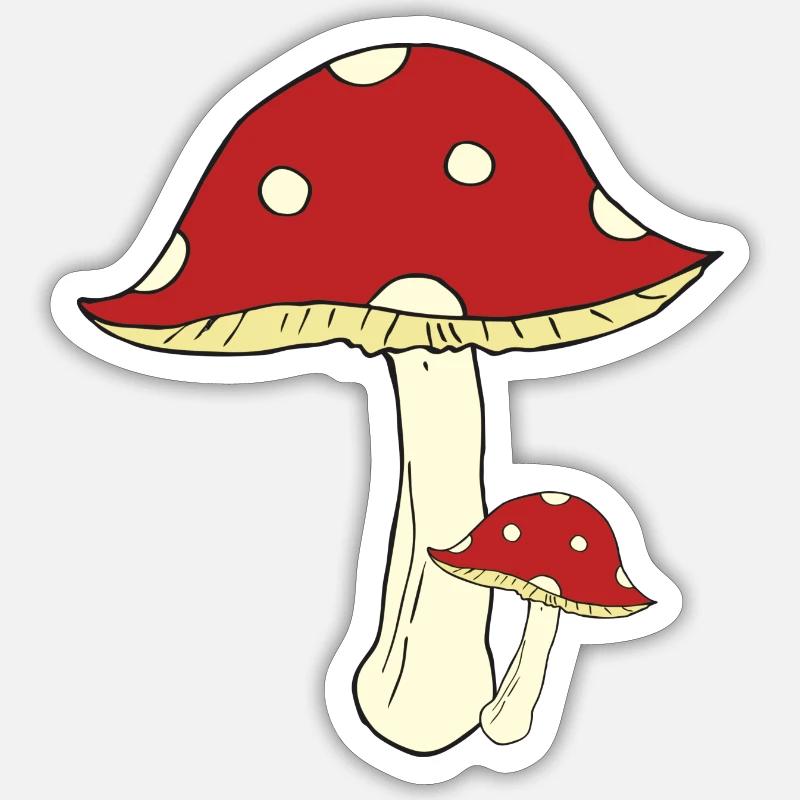 Toadstool big and small - Sticker size S (10 x 10 cm) - white matte