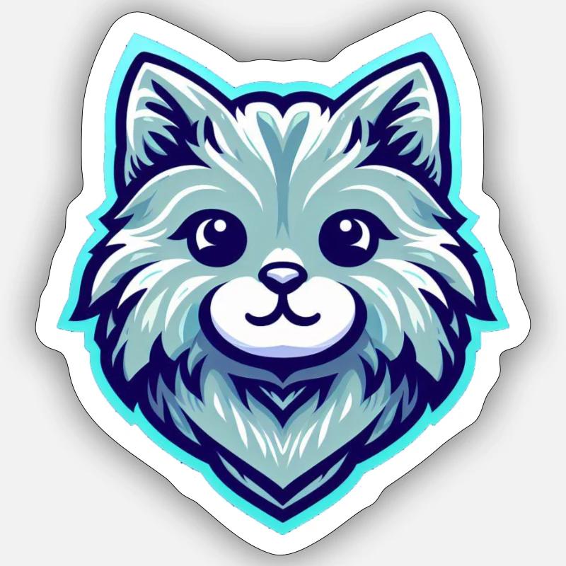Chat mignon - Sticker taille S (10 x 10 cm) - blanc mat