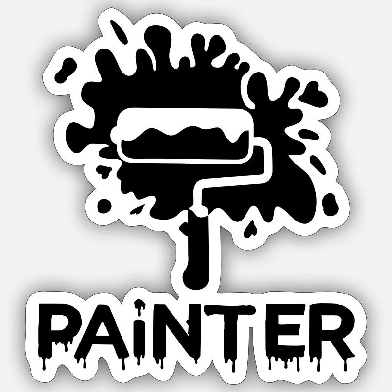 peintre peintre - Sticker taille S (10 x 10 cm) - blanc mat