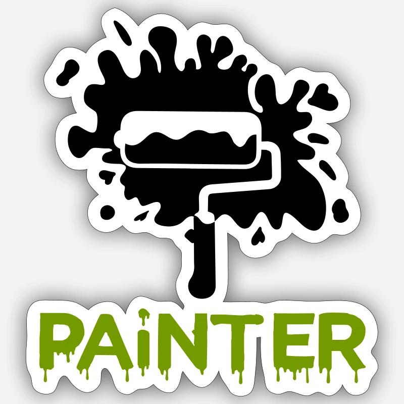 painting painter2 - Sticker Größe S (10 x 10 cm) - Mattweiß
