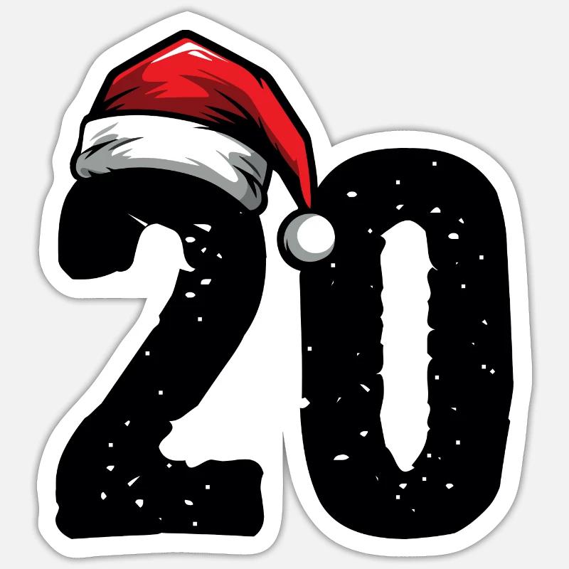 20 Numéro Noël - Sticker taille S (10 x 10 cm) - blanc mat