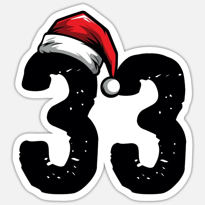 33 Numéro Noël - Sticker taille S (10 x 10 cm) - blanc mat