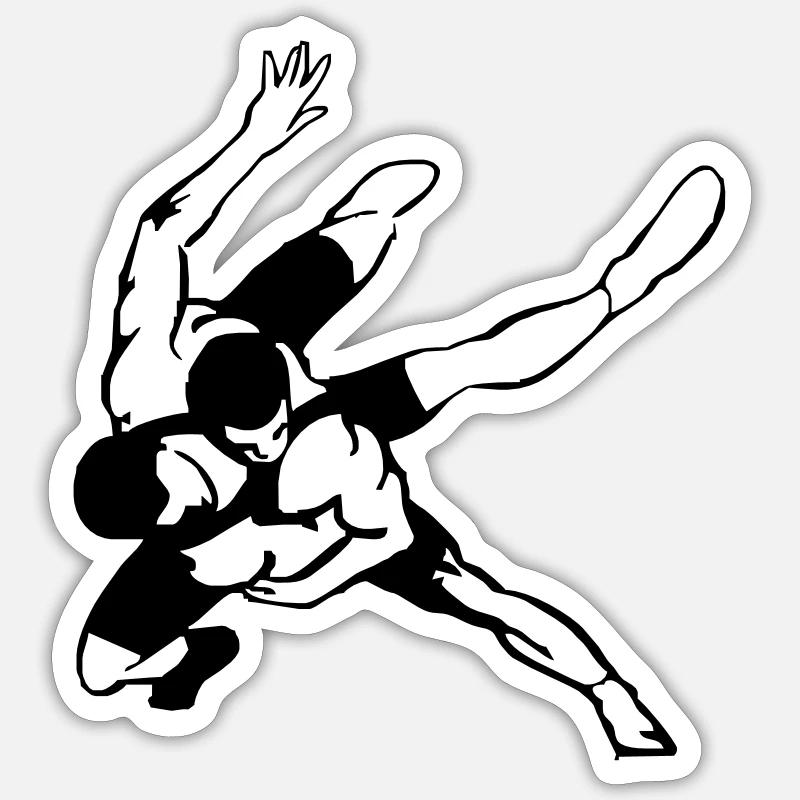 Lutteur - Sticker taille S (10 x 10 cm) - blanc mat