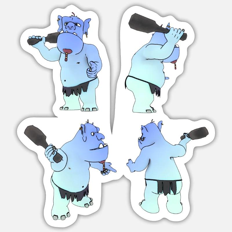 Steinzeit - Sticker Größe S (10 x 10 cm) - Mattweiß