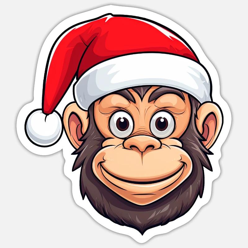 Monkey Christmas Sticker size S (10 x 10 cm)