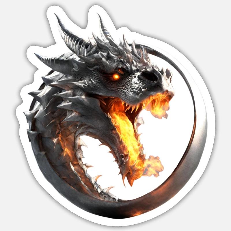 Dragon de feu dans l’anneau Sticker taille S (10 x 10 cm)