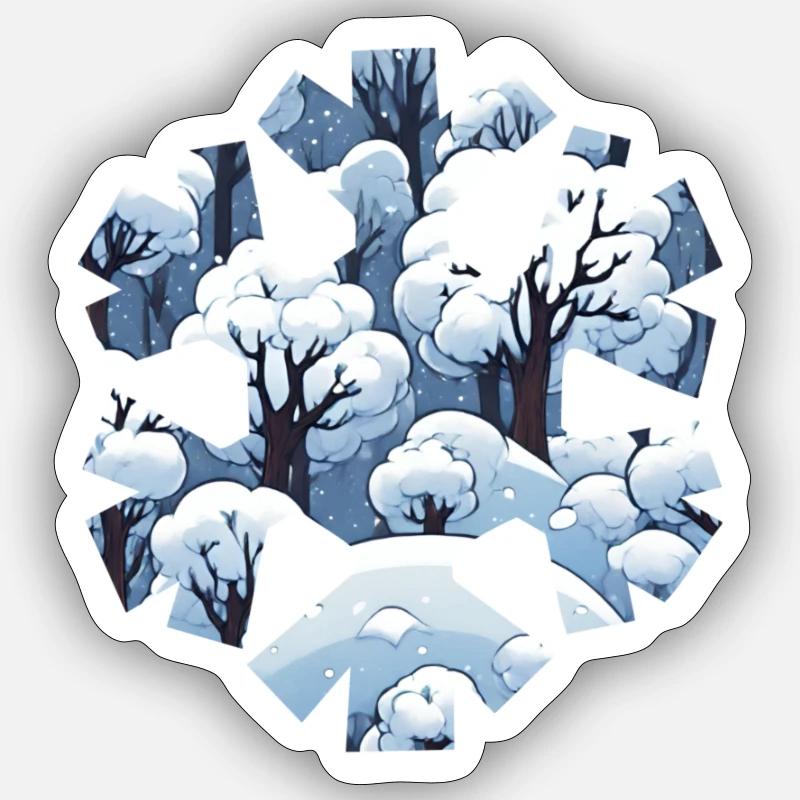 Forêt géométrique enneigée Sticker taille S (10 x 10 cm)