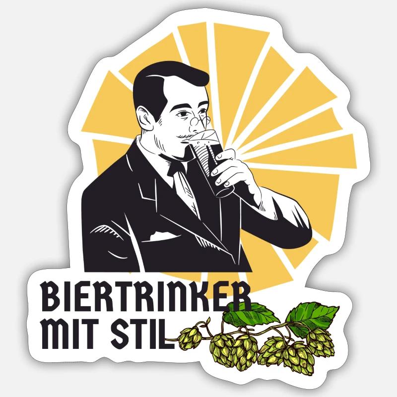 Biertrinker mit Stil - Sticker Größe S (10 x 10 cm) - Mattweiß