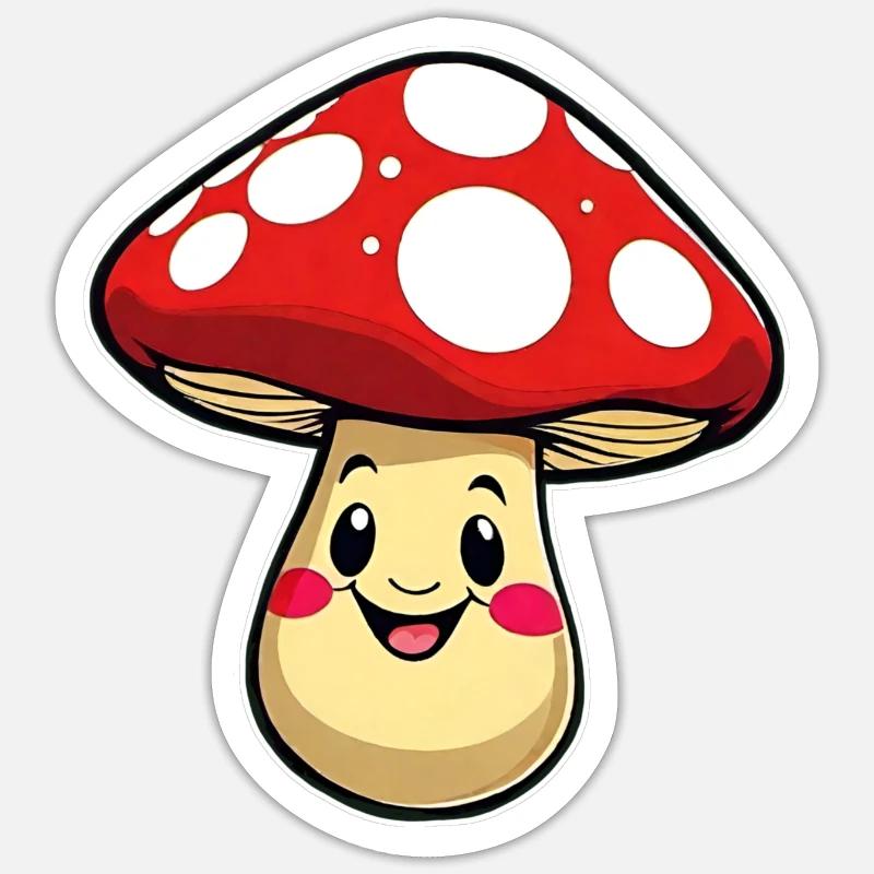 Funny little toadstool - Sticker size S (10 x 10 cm) - white matte
