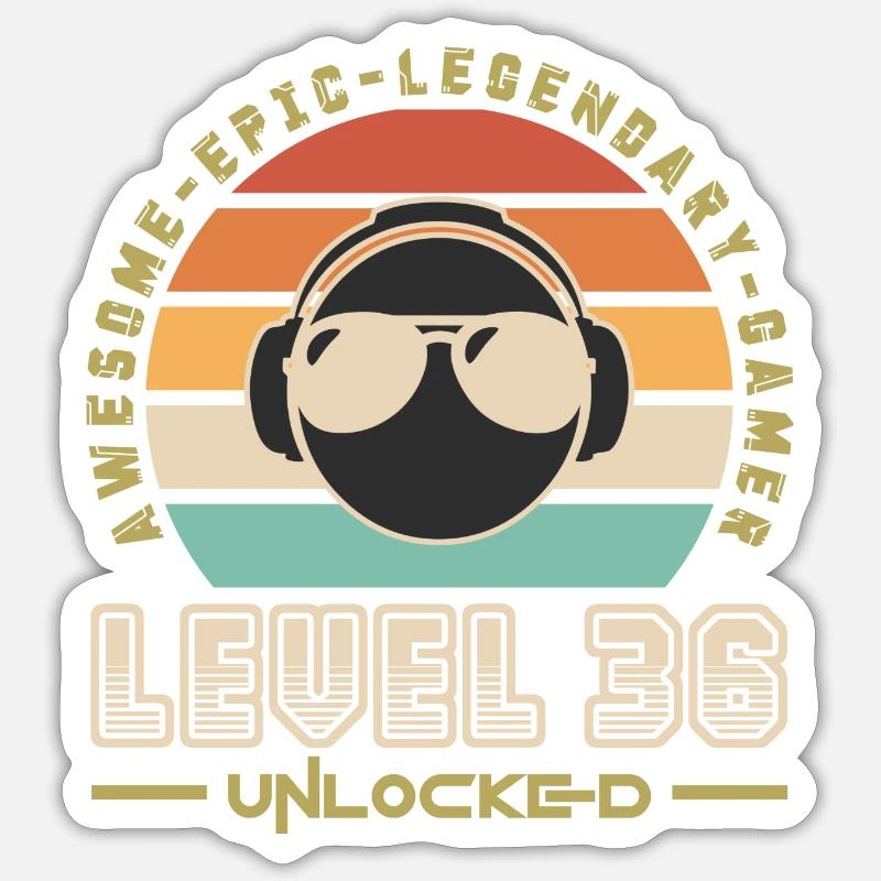 Level 36 - Sticker taille S (10 x 10 cm) - blanc mat