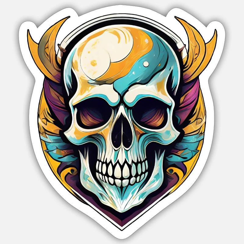 crâne artistique, squelette, morbide Sticker taille S (10 x 10 cm)