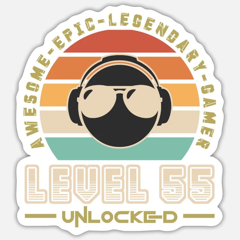 Level 55 - Sticker taille S (10 x 10 cm) - blanc mat