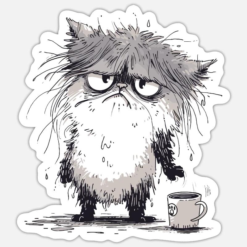 Grantige Katze - Sticker size S (10 x 10 cm) - white matte