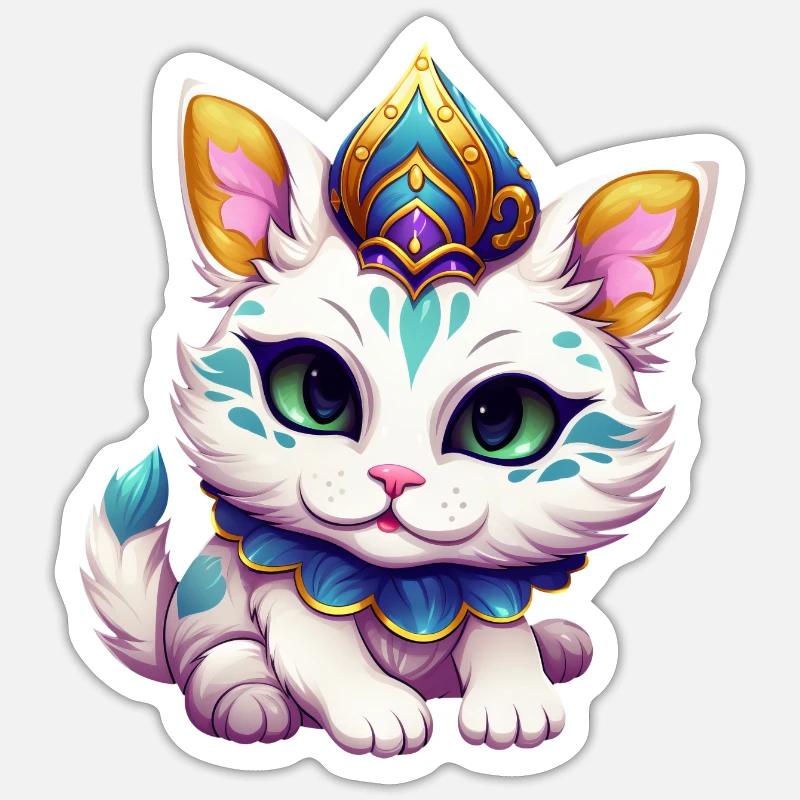 Mardi Gras Katze Karneval Comic Sticker Größe S (10 x 10 cm)