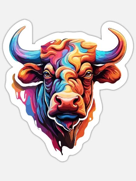 Stier / Bulle / Tier / Hörner / Stierkampf - Sticker Größe S (10 x 10 cm) - Mattweiß