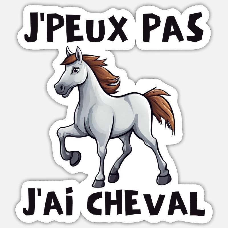 cheval, cavalier, passionné de chevaux - Sticker taille S (10 x 10 cm) - blanc mat