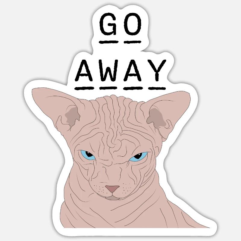 Grumpy sphynx - geh weg - Sticker Größe S (10 x 10 cm) - Mattweiß