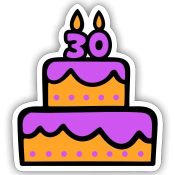 30th Birthday - Sticker size S (10 x 10 cm) - white matte - Front