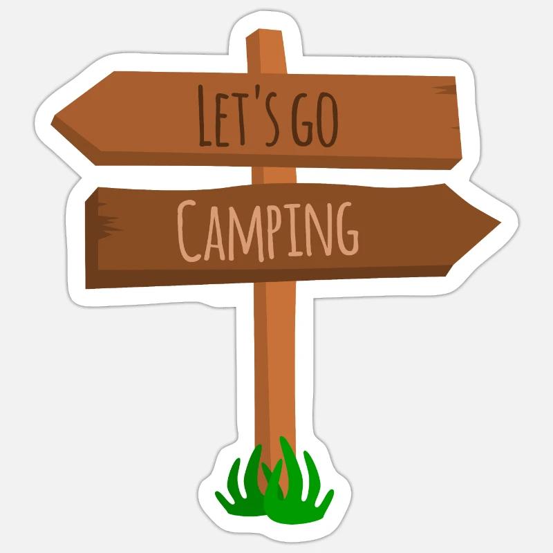 Let's go Camping - Sticker size S (10 x 10 cm) - white matte