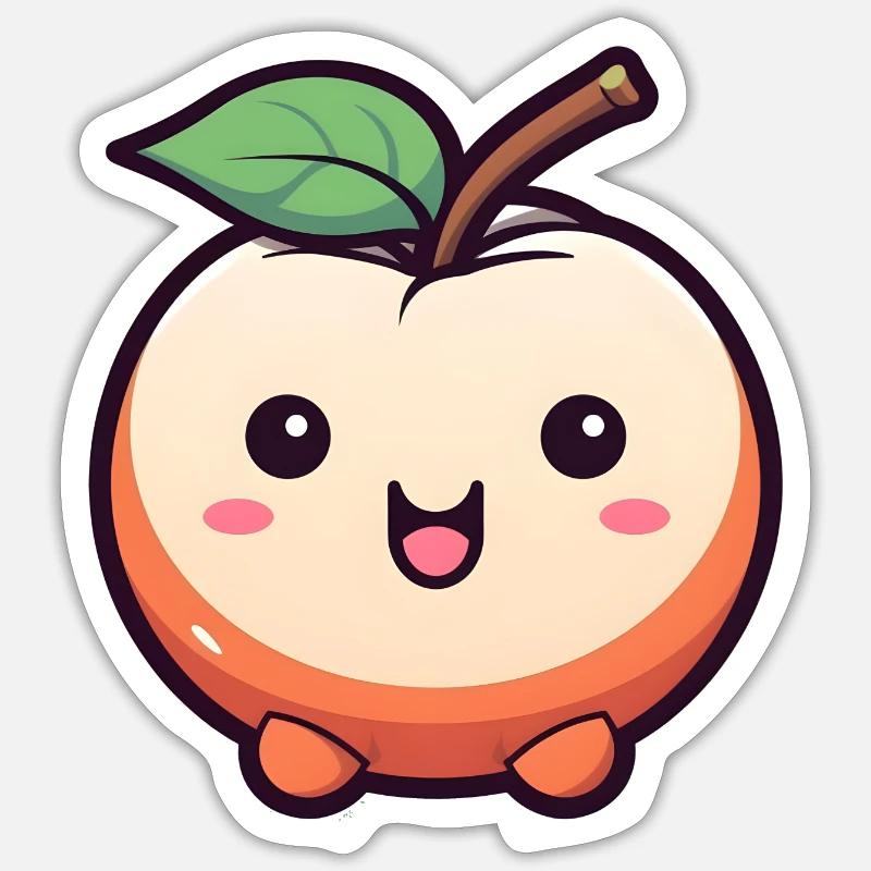 Kawaii Apple Version 2 Sticker taille S (10 x 10 cm)