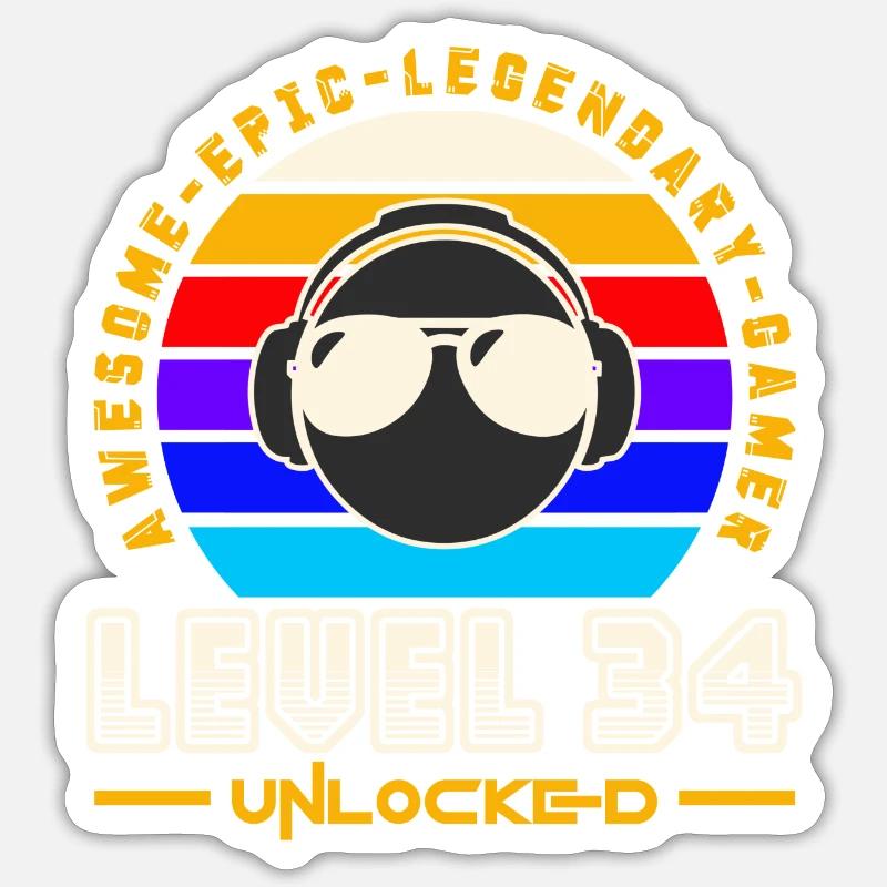 Level 34 - Sticker taille S (10 x 10 cm) - blanc mat