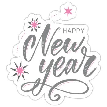 happy New Year - Sticker Größe S (10 x 10 cm) - Mattweiß - Vorne