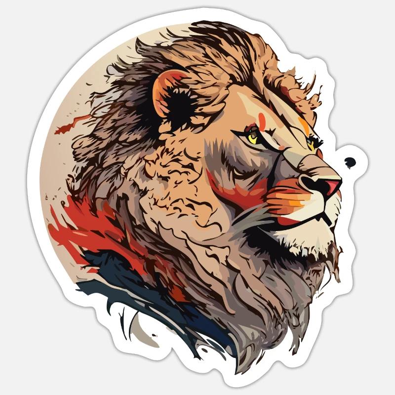 Flammender Löwe Sticker Größe S (10 x 10 cm)