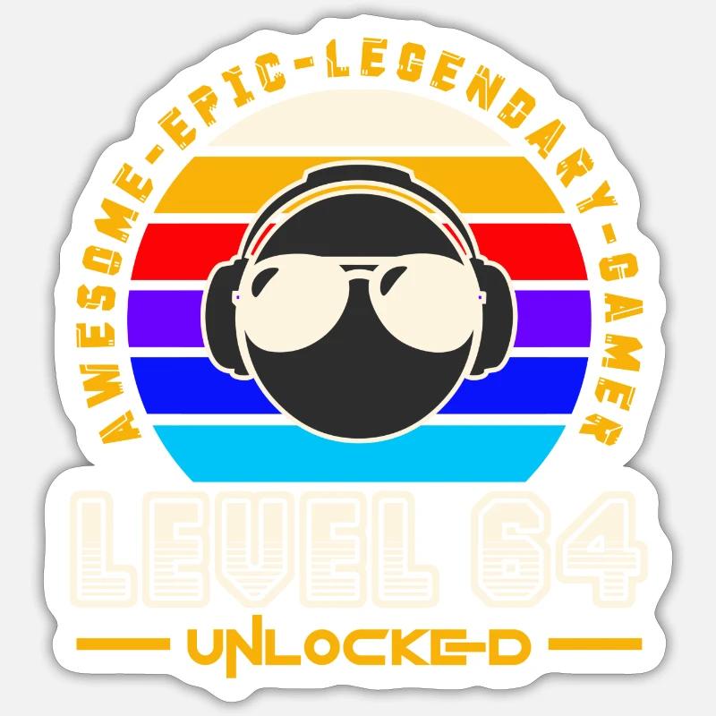 Level 64 - Sticker size S (10 x 10 cm) - white matte