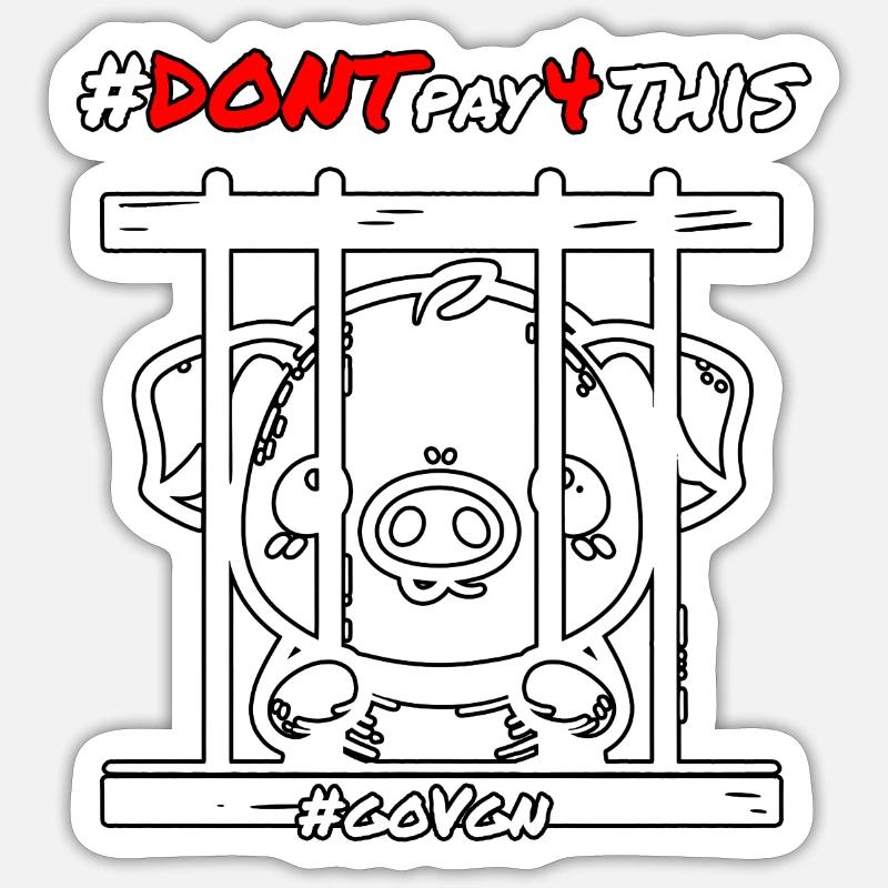 Schwein hinter Gittern Weiß - Dont pay for This Sticker Größe S (10 x 10 cm)