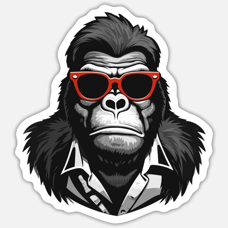 gorille, singe, primate - Sticker taille S (10 x 10 cm) - blanc mat