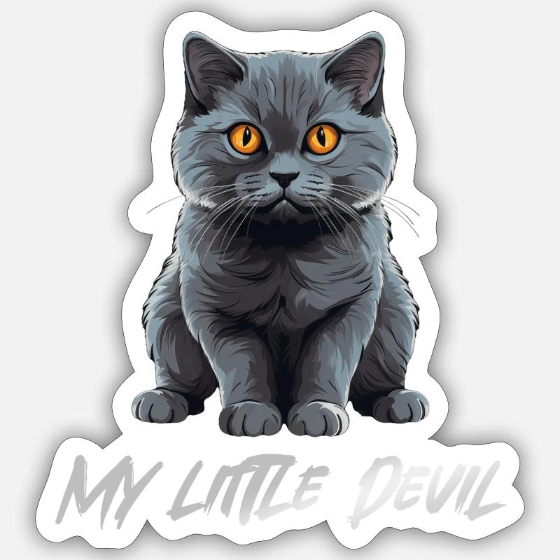 Chat Gris Mignon Mon Petit Diable Sticker taille S (10 x 10 cm)