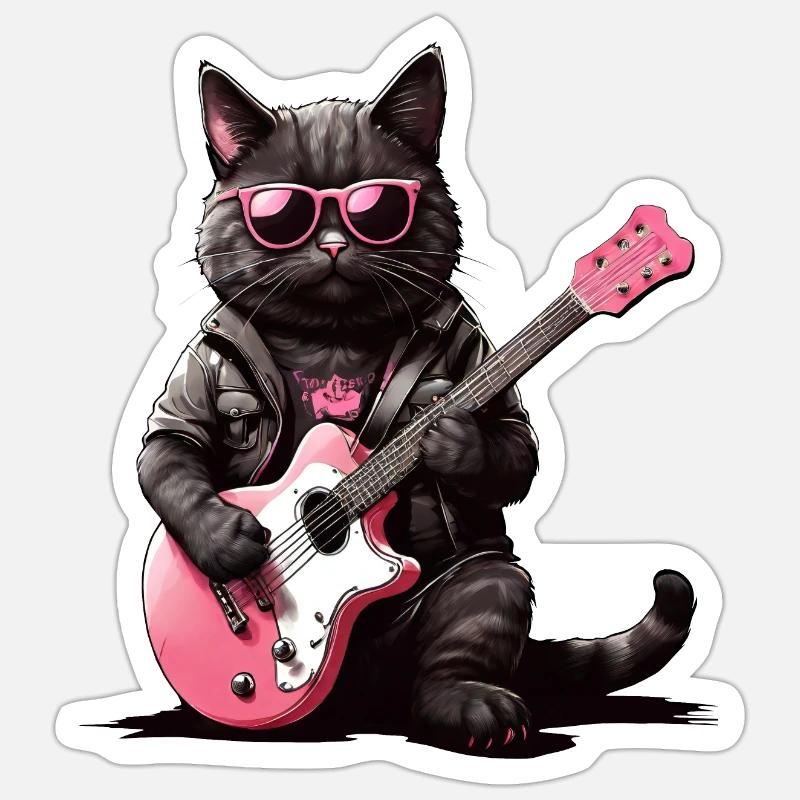Cool Cat Serenade: Thick, Pink and Epic Sticker size S (10 x 10 cm)