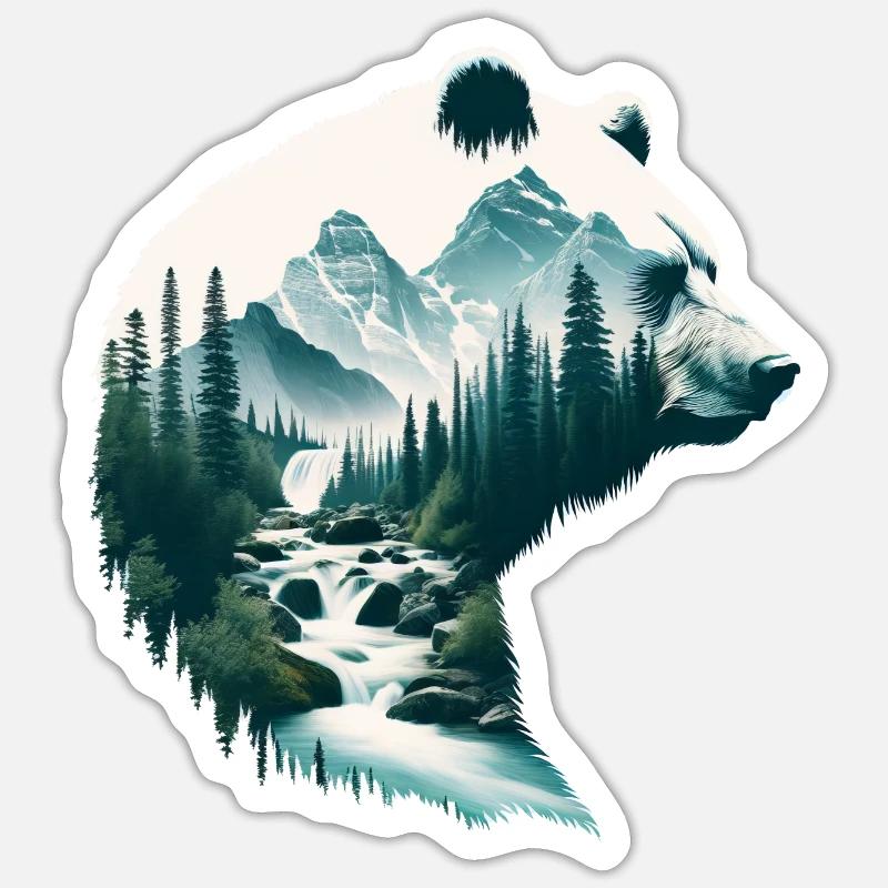 Double Exposure Bear Sticker Größe S (10 x 10 cm)
