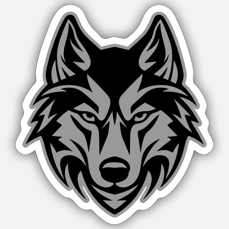 Tête de loup - Sticker taille S (10 x 10 cm) - blanc mat